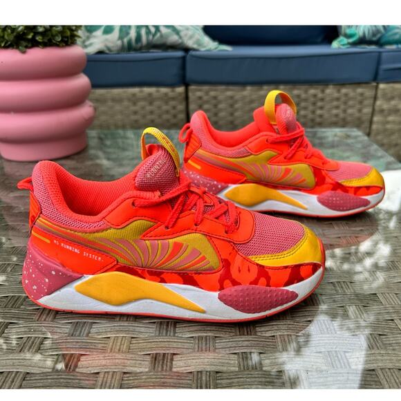 Puma RS-X³ Super Neon Toddler Sneakers Kids Size 2C – Pink/Yellow/Orange - Picture 4 of 7